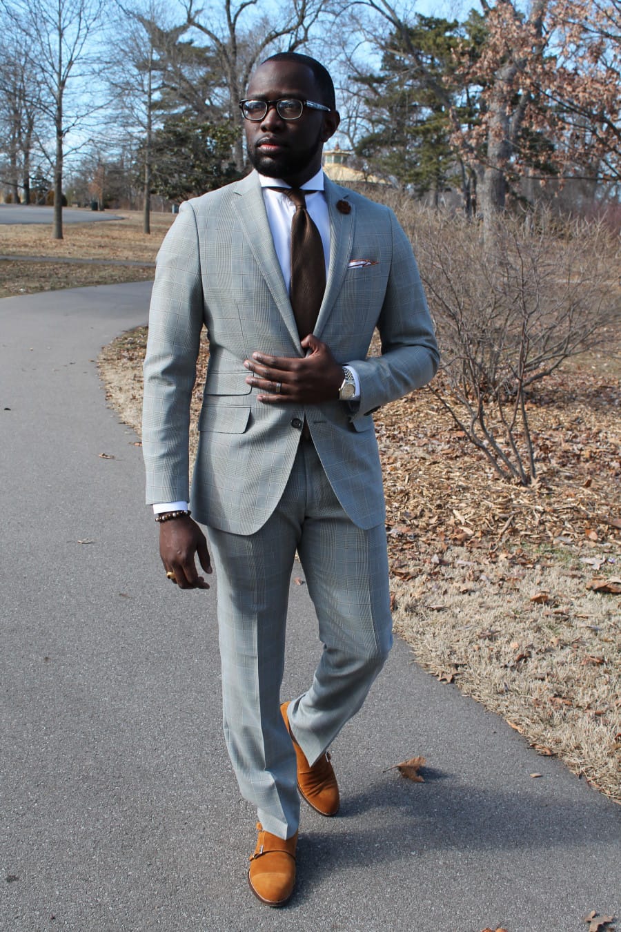 Plaid suit and Suede shoes (3)