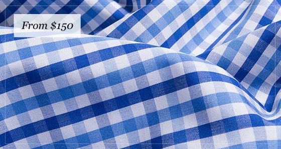 Proper Cloth-new fabrics-Thomas Mason Light Blue and Blue Gingham