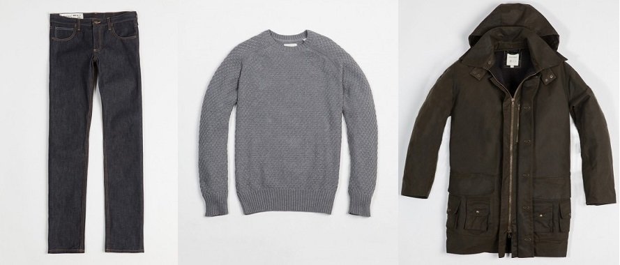 Final Sale up to 70 Off at Billy Reid - slim jean raw-honeycomb sweater-river coat