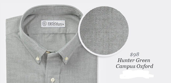 Ratio clothing-new additions - hunter green campus oxford