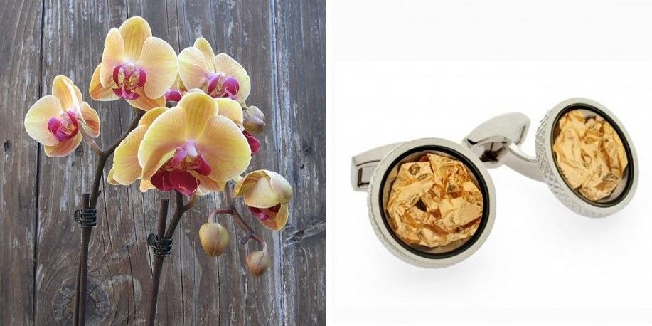bond personalized gifts - orchid - golden cufflings