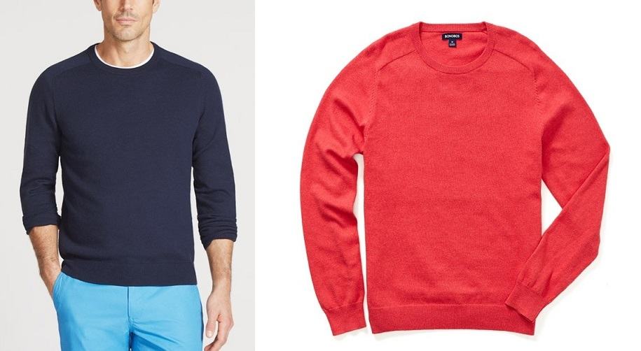 cotton and cashmere bonobos - navy and raspberry sweater