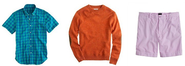 j.crew final sale 40 off - short sleeve gingham shirt - wallance & barnes sweater - stanton short