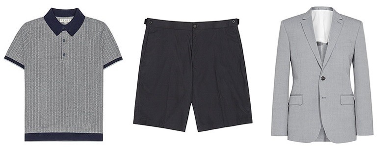 reiss riviera style - navy polo shirt - chino shorts - lightweight blazer