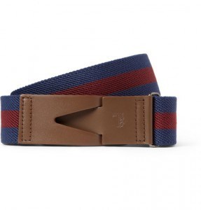 Tods 3.5 CM Leather Trimmed Stripped Canvas Belt