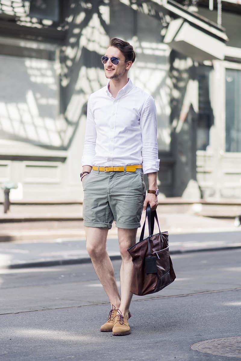 When It's Hot Outside, We Love This Simple Oxford and Shorts Outfit