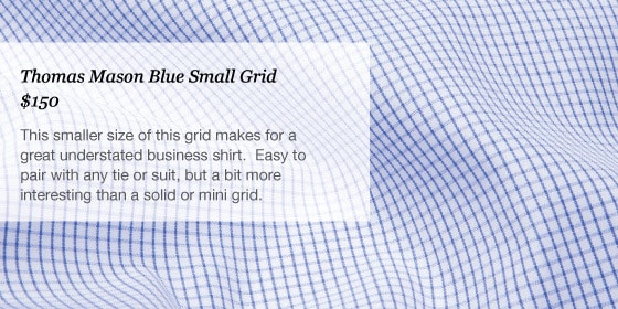 New Thomas Mason 100s Fabrics at Proper Cloth - thomas mason blue small grid