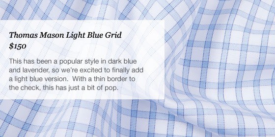 New Thomas Mason 100s Fabrics at Proper Cloth - thomas mason light blue grid