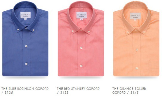 classic oxford shirts from ledbury - blue robinson oxford - red stanley - orange toller oxford