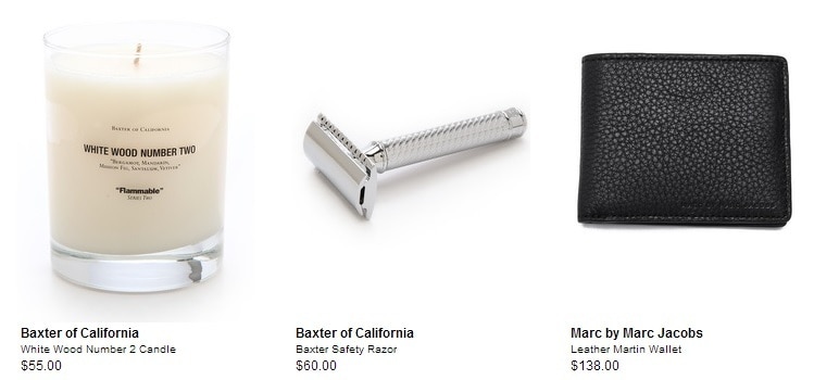 East Dane Accessories Make The Look - baxter of california candle - baxter of california razor - marc by marc jacobs wallet