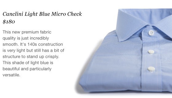 New Premium Fabrics from Canclini at Proper Cloth - canclini light blue micro check