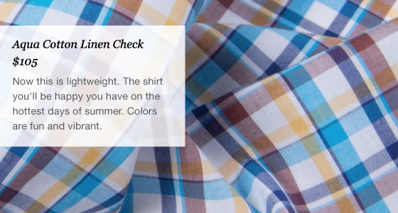 proper cloth - casual linen fabrics - aqua cotton linen check