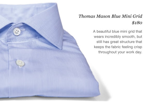 proper cloth - thomas mason blue mini grid