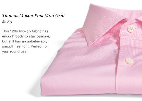 proper cloth - thomas mason pink mini grid