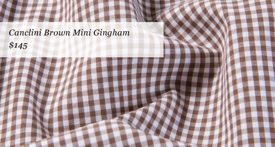 Luxurious Limited Edition Canclini Fabrics from Proper Cloth - brown mini gingham