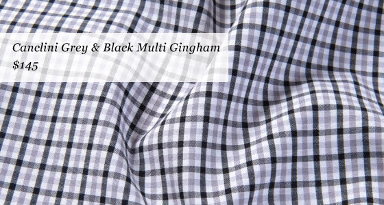 Luxurious Limited Edition Canclini Fabrics from Proper Cloth - grey and black multi gingham