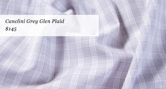 Luxurious Limited Edition Canclini Fabrics from Proper Cloth - grey glen plaid