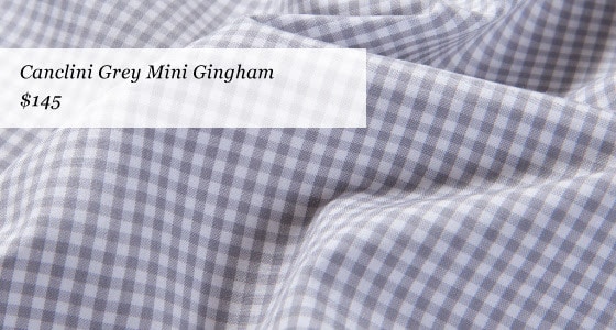 Luxurious Limited Edition Canclini Fabrics from Proper Cloth - grey mini gingham