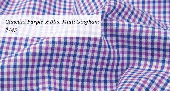 Luxurious Limited Edition Canclini Fabrics from Proper Cloth - purple & blue multi gingham