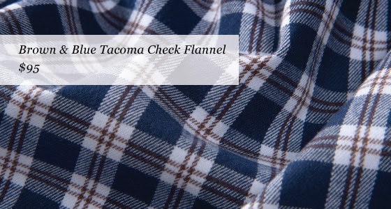 New Flannels from Proper Cloth - brown & blue tacoma check flannel