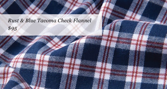 New Flannels from Proper Cloth - rust & blue tacoma check flannel