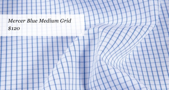 proper cloth- new mercer fabrics - mercer blue medium grid