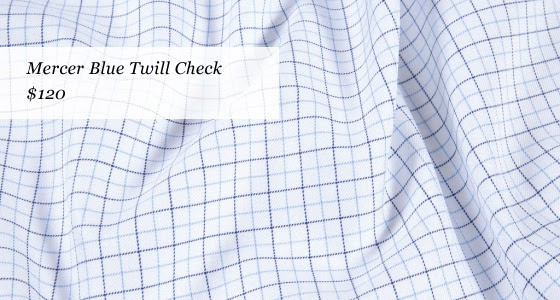 proper cloth- new mercer fabrics - mercer blue twill check