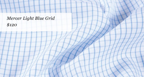 proper cloth- new mercer fabrics - mercer light blue grid