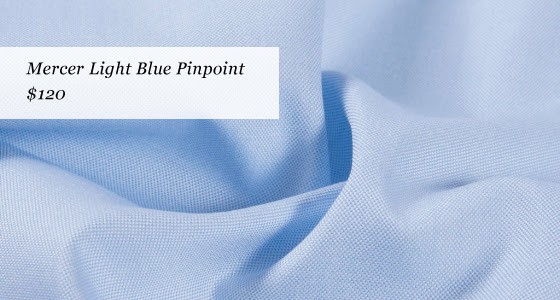 proper cloth- new mercer fabrics - mercer light blue pinpoint