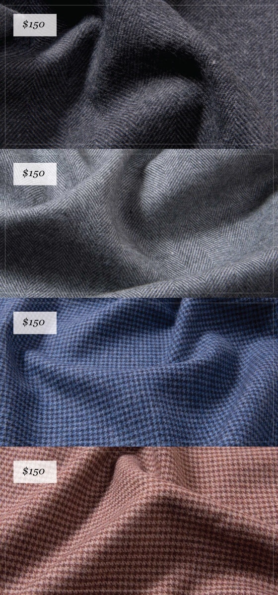 Incredibly Soft Luxury Flannels from Italy & Japan at Proper Cloth - canclini herringbone & houndstooth flannels