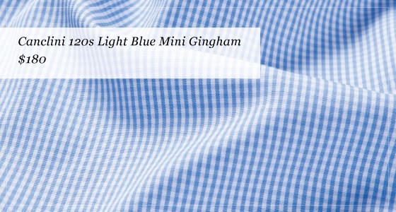 canclini 120s light blue mini gingham
