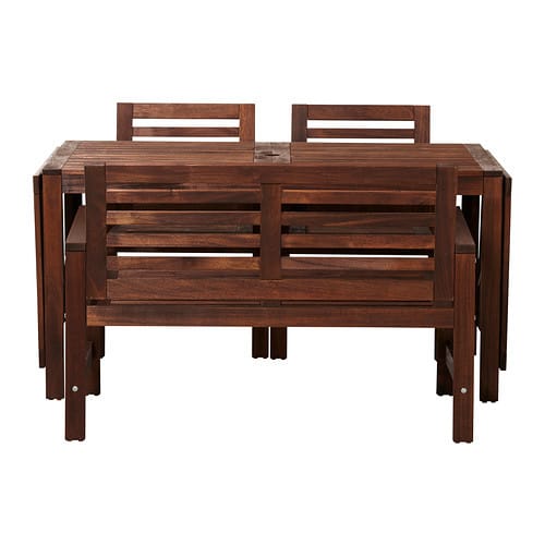 ikea outdoor table dark stained wood
