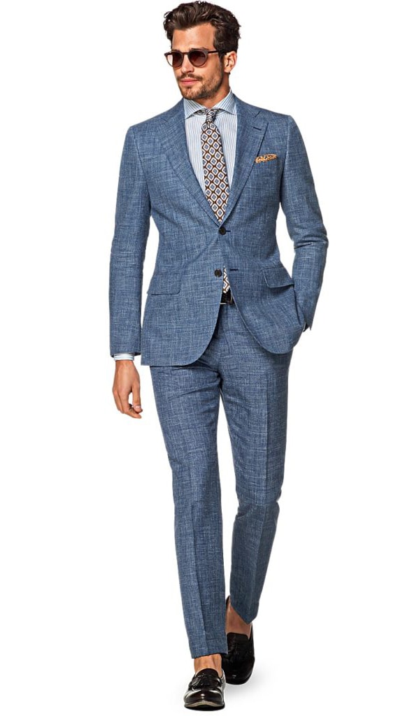 cocktail attire blue suit