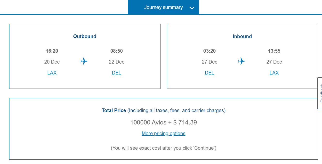 Fly to Delhi for 42.5k Points